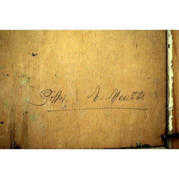 ANTICO QUADRO OLIO TAVOLA Meazza CASE SOPRA Maisano VALBRONA MACCHIAIOLO '900