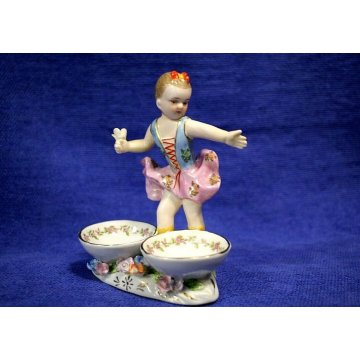 CERAMICA SMALTATA BIMBA BALLERINA FIGURE Meissen GERMANY DRESDA VINTAGE '900