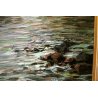 QUADRO DIPINTO OLIO TELA Riccardo Colucci PAESAGGIO MARINA BARCHE PESACATORE 