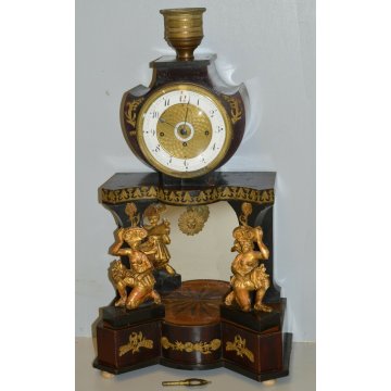 ANTICO OROLOGIO PENDOLO TEMPIO 1800 IMPERO CARIATIDE OLD TABLE PENDULUM CLOCK