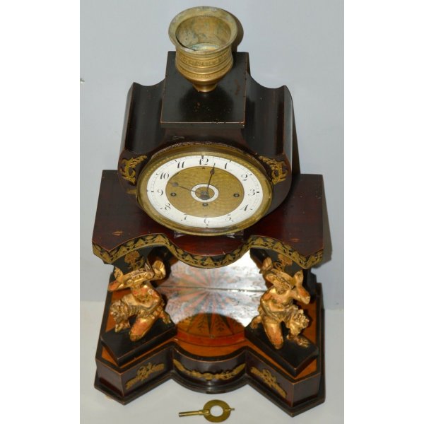Orologio a pendolo vintage in legno intarsiato, Walt