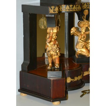 ANTICO OROLOGIO PENDOLO TEMPIO 1800 IMPERO CARIATIDE OLD TABLE PENDULUM CLOCK