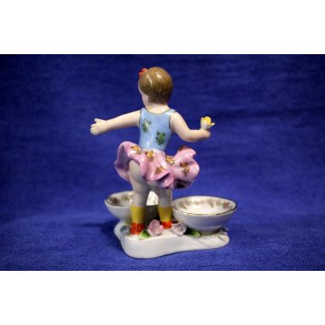 CERAMICA SMALTATA BIMBA BALLERINA FIGURE Meissen GERMANY DRESDA VINTAGE '900