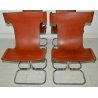 LOTTO 4 SEDIE DESIGN Guido Faleschini CUOIO ACCIAIO anni 70 VINTAGE CHAIR SET