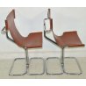 LOTTO 4 SEDIE DESIGN Guido Faleschini CUOIO ACCIAIO anni 70 VINTAGE CHAIR SET