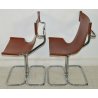 LOTTO 4 SEDIE DESIGN Guido Faleschini CUOIO ACCIAIO anni 70 VINTAGE CHAIR SET