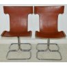 LOTTO 4 SEDIE DESIGN Guido Faleschini CUOIO ACCIAIO anni 70 VINTAGE CHAIR SET