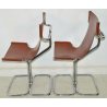 LOTTO 4 SEDIE DESIGN Guido Faleschini CUOIO ACCIAIO anni 70 VINTAGE CHAIR SET