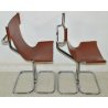 LOTTO 4 SEDIE DESIGN Guido Faleschini CUOIO ACCIAIO anni 70 VINTAGE CHAIR SET