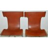 LOTTO 4 SEDIE DESIGN Guido Faleschini CUOIO ACCIAIO anni 70 VINTAGE CHAIR SET