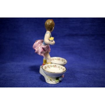 CERAMICA SMALTATA BIMBA BALLERINA FIGURE Meissen GERMANY DRESDA VINTAGE '900