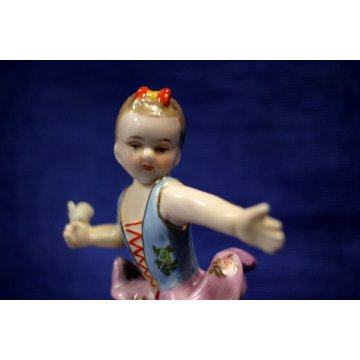 CERAMICA SMALTATA BIMBA BALLERINA FIGURE Meissen GERMANY DRESDA VINTAGE '900