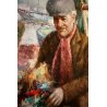 QUADRO DIPINTO OLIO TAVOLA Mario Salvatore RITRATTO MARINA PESCATORE PESCE MARE