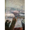 QUADRO DIPINTO OLIO TAVOLA Mario Salvatore RITRATTO MARINA PESCATORE PESCE MARE