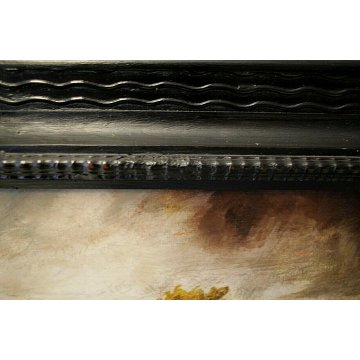 ANTICO QUADRO OLIO TAVOLA PAESAGGIO NORDICO AGRESTE SCUOLA FIAMMINGA FIGURE 800 