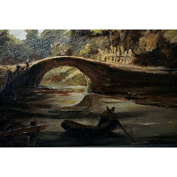 ANTICO QUADRO OLIO TAVOLA PAESAGGIO NORDICO AGRESTE SCUOLA FIAMMINGA FIGURE 800 