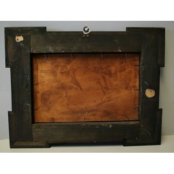 ANTICO QUADRO OLIO TAVOLA PAESAGGIO NORDICO AGRESTE SCUOLA FIAMMINGA FIGURE 800 
