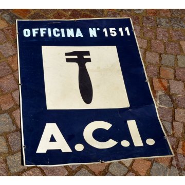 ANTICA TARGA LATTA ACI SOCCORSO STRADALE OFFICINA A.C.I. PUBBLICITA MECCANICO 