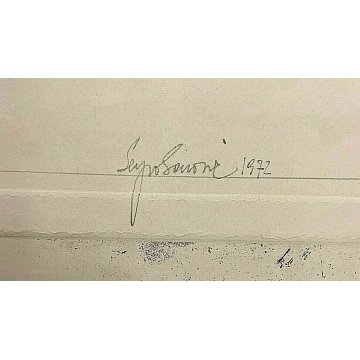 QUADRO LITOGRAFIA STAMPA FIRMATA Sergio Saroni COMPOSIZIONE FORMA ORGANICA 1972