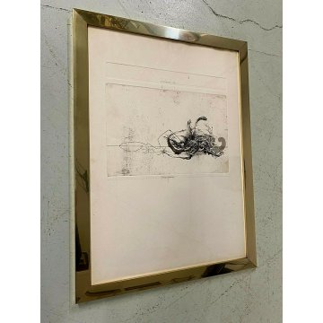 QUADRO LITOGRAFIA STAMPA FIRMATA Sergio Saroni COMPOSIZIONE FORMA ORGANICA 1972