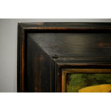ANTICO DIPINTO OLIO TAVOLA Walter Krebs CARROZZA DONNA BIMBO TESCHIO SVIZZERA 