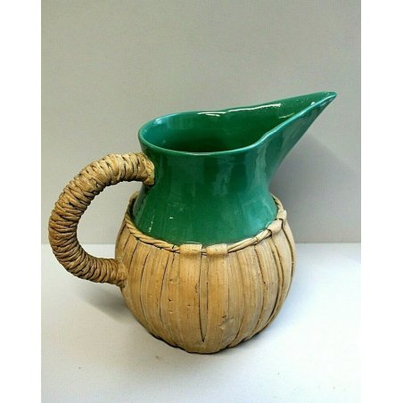 ANTICA BROCCA  VERSATOIO CERAMICA Zaccagnini VERDE ACQUA CORDA FIRENZE ANNI '50 