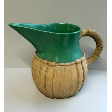 ANTICA BROCCA  VERSATOIO CERAMICA Zaccagnini VERDE ACQUA CORDA FIRENZE ANNI '50 
