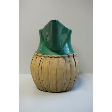 ANTICA BROCCA  VERSATOIO CERAMICA Zaccagnini VERDE ACQUA CORDA FIRENZE ANNI '50 