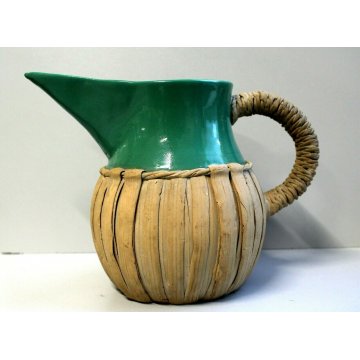 ANTICA BROCCA  VERSATOIO CERAMICA Zaccagnini VERDE ACQUA CORDA FIRENZE ANNI '50 