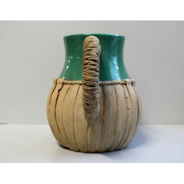 ANTICA BROCCA  VERSATOIO CERAMICA Zaccagnini VERDE ACQUA CORDA FIRENZE ANNI '50 