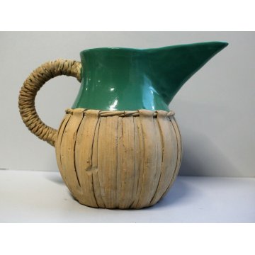 ANTICA BROCCA  VERSATOIO CERAMICA Zaccagnini VERDE ACQUA CORDA FIRENZE ANNI '50 