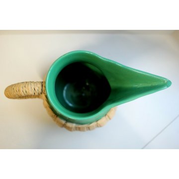 ANTICA BROCCA  VERSATOIO CERAMICA Zaccagnini VERDE ACQUA CORDA FIRENZE ANNI '50 