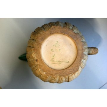 ANTICA BROCCA  VERSATOIO CERAMICA Zaccagnini VERDE ACQUA CORDA FIRENZE ANNI '50 