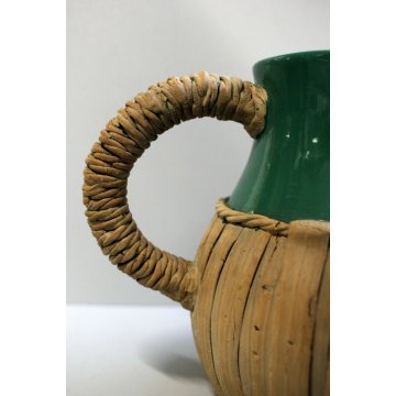 ANTICA BROCCA  VERSATOIO CERAMICA Zaccagnini VERDE ACQUA CORDA FIRENZE ANNI '50 