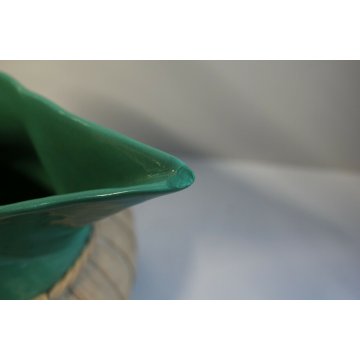 ANTICA BROCCA  VERSATOIO CERAMICA Zaccagnini VERDE ACQUA CORDA FIRENZE ANNI '50 