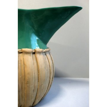 ANTICA BROCCA  VERSATOIO CERAMICA Zaccagnini VERDE ACQUA CORDA FIRENZE ANNI '50 