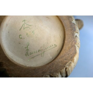 ANTICA BROCCA  VERSATOIO CERAMICA Zaccagnini VERDE ACQUA CORDA FIRENZE ANNI '50 