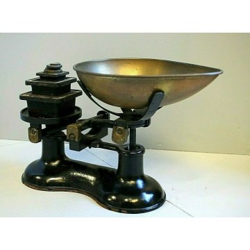 BILANCIA Victor England GHISA OTTONE PESI VINTAGE SCALE BLACK IRON BRASS WEIGHTS