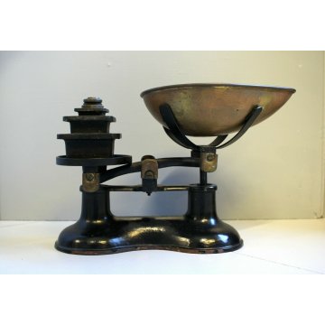 BILANCIA Victor England GHISA OTTONE PESI VINTAGE SCALE BLACK IRON BRASS WEIGHTS