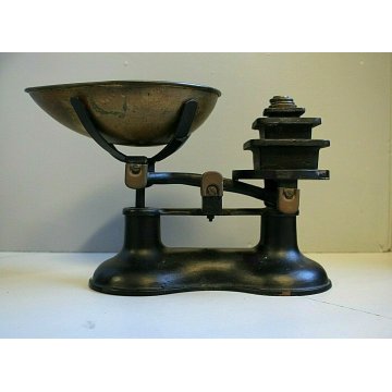BILANCIA Victor England GHISA OTTONE PESI VINTAGE SCALE BLACK IRON BRASS WEIGHTS