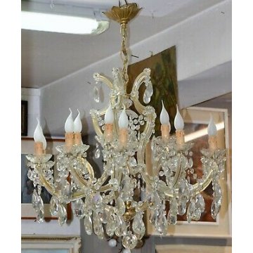 ANTICO LAMPADARIO Maria Teresa VETRO Murano 900 DORATO OLD GLASS HANGING LAMP