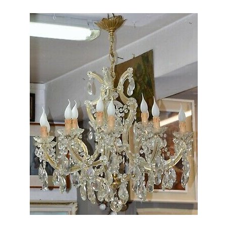 ANTICO LAMPADARIO Maria Teresa VETRO Murano 900 DORATO OLD GLASS HANGING LAMP