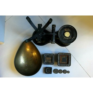 BILANCIA Victor England GHISA OTTONE PESI VINTAGE SCALE BLACK IRON BRASS WEIGHTS