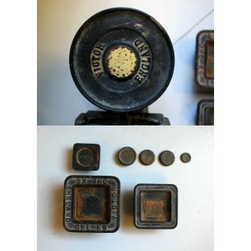 BILANCIA Victor England GHISA OTTONE PESI VINTAGE SCALE BLACK IRON BRASS WEIGHTS