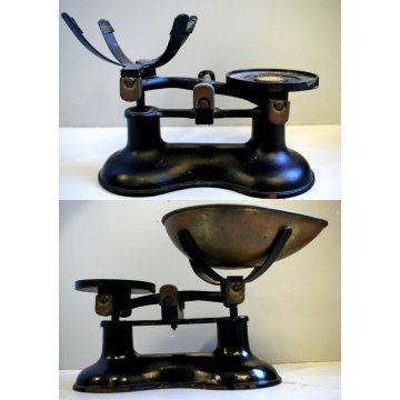 BILANCIA Victor England GHISA OTTONE PESI VINTAGE SCALE BLACK IRON BRASS WEIGHTS