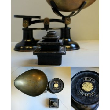 BILANCIA Victor England GHISA OTTONE PESI VINTAGE SCALE BLACK IRON BRASS WEIGHTS