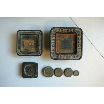 BILANCIA Victor England GHISA OTTONE PESI VINTAGE SCALE BLACK IRON BRASS WEIGHTS