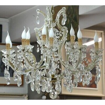 ANTICO LAMPADARIO Maria Teresa VETRO Murano 900 DORATO OLD GLASS HANGING LAMP