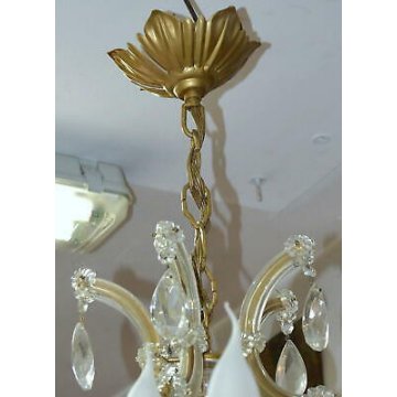 ANTICO LAMPADARIO Maria Teresa VETRO Murano 900 DORATO OLD GLASS HANGING LAMP