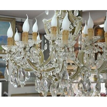 ANTICO LAMPADARIO Maria Teresa VETRO Murano 900 DORATO OLD GLASS HANGING LAMP